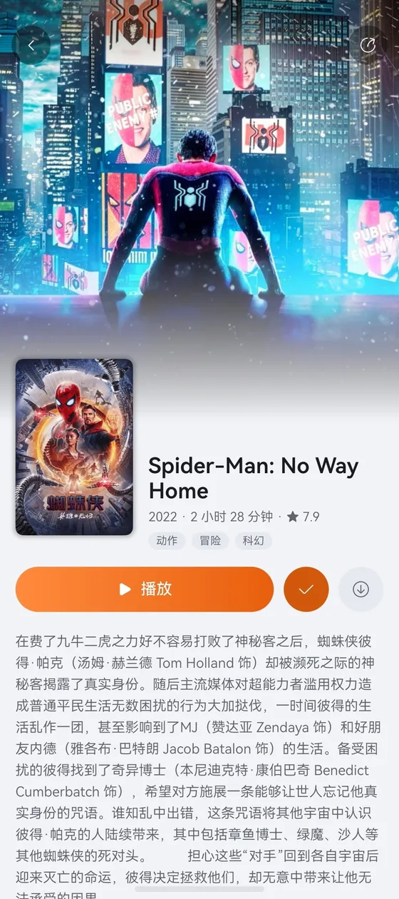 影片详情：整屏剧照打底，海报、评分、简介与同系列作品